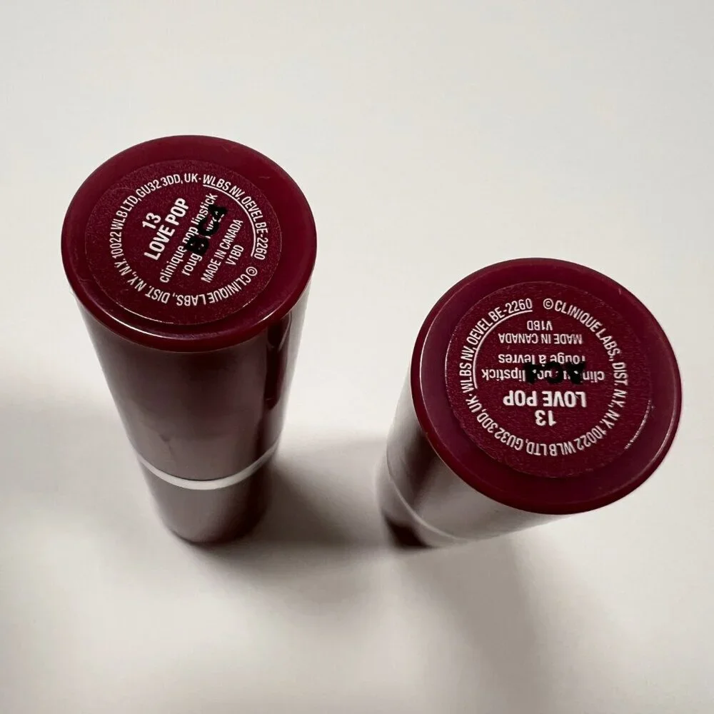 LOT of 2 Clinique Shade 13 Love Pop Lip Color + Primer Lipstick Full Size